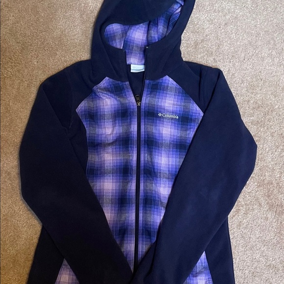 Columbia Zip Up Purple and Blue Plaid Jacket - Picture 1 of 4
